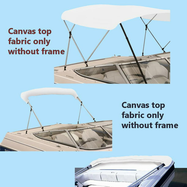 4 BOW BOAT BIMINI TOP KIT GREY 8FT COVER WITH HARDWARE 8' L x 54" H x 54"-60" W